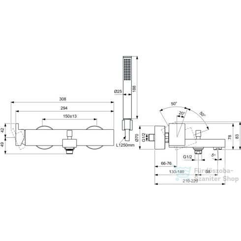Ideal standard EXTRA kádtöltő csaptelep zuhanyszettel,Króm BD514AA