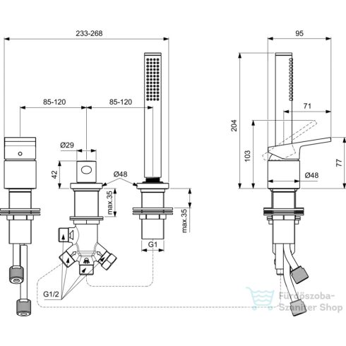 Ideal Standard EXTRA 3 üléses kádtöltő csaptelep kifolyó nélkül,Króm BD517AA