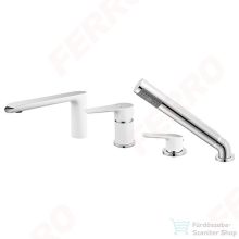   Ferro ADORE perembe szerelhető, négylyukú kádcsaptelep, fehér/króm BDR11A