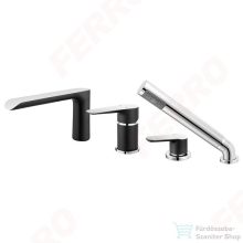   Ferro ADORE perembe szerelhető, négylyukú kádcsaptelep, fekete/króm BDR11ABLC