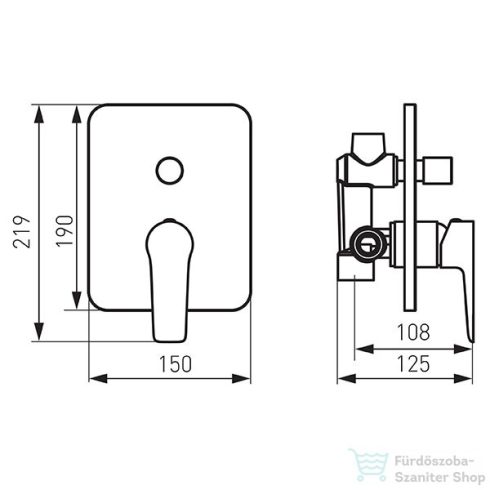 Ferro Adore falsík alá építhető kétfunkciós csaptelep fekete/króm BDR7PBLC
