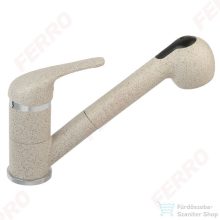   Ferro Freya Kihúzható zuhanyfejes konyhai csaptelep, homokszín BFR8S