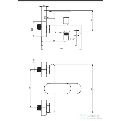 Deante ALPINIA kádöltő csaptelep, króm BGA 010M