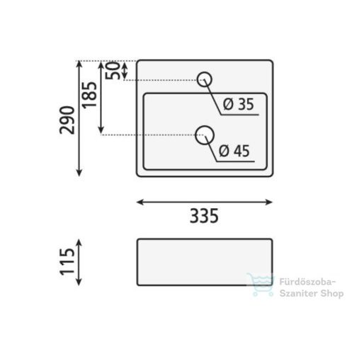 Sapho GIULIA mosdó 33,5x11,5x29cm  BH7002