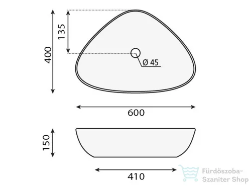 Sapho TERUEL  mosdó, lefolyó nélkül BH7007