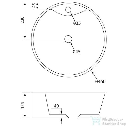 Sapho YAKARTA  mosdó, kerek, lefolyó nélkül BH7021