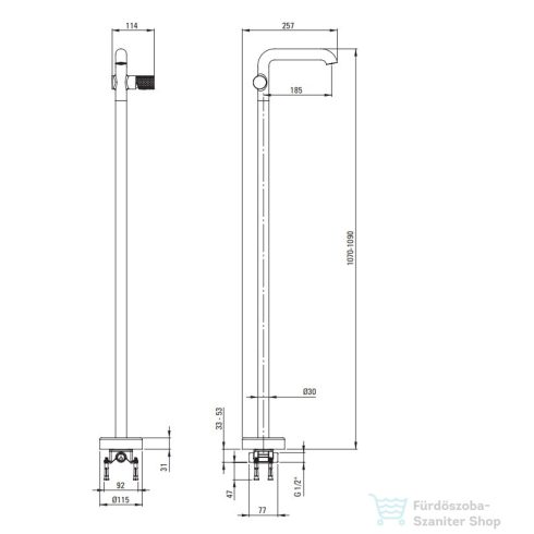Deante SILIA HEXA szabadonálló mosdó csaptelep, szálcsiszolt acél  BHS_F2KK