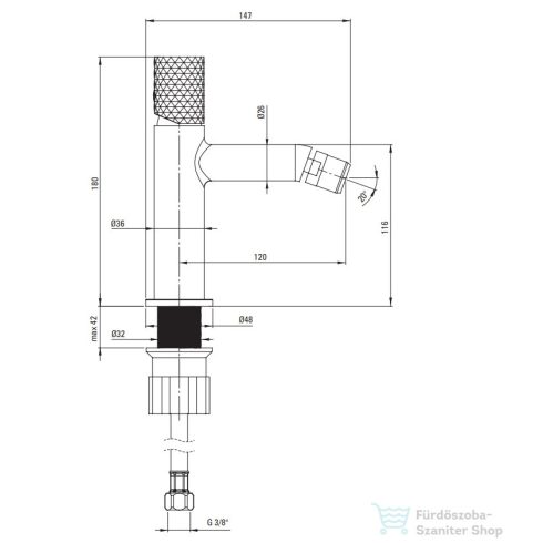 Deante SILIA HEXA bidé csaptelep, szálcsiszolt acél BHS_F30M