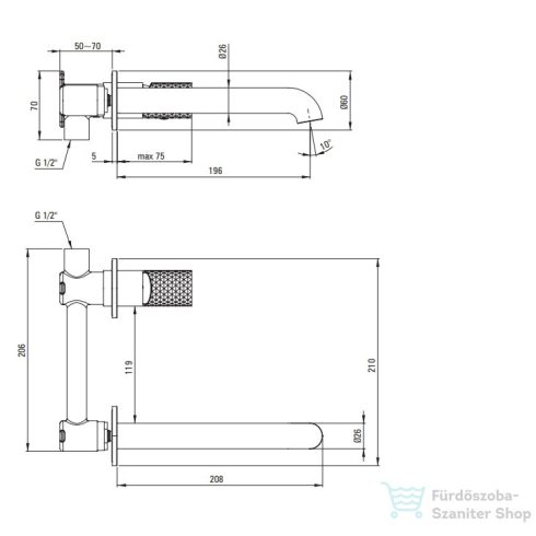 Deante SILIA HEXA falsík alatti mosdó csaptelep, leeresztő nélkül, szálcsiszolt acél BHS_F54L