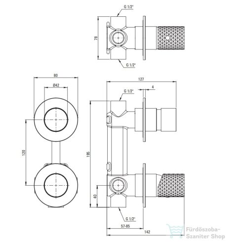 Deante SILIA HEXA falsík alatti zuhany csaptelep zuhanyváltóval, szálcsiszolt arany BHS_R44P