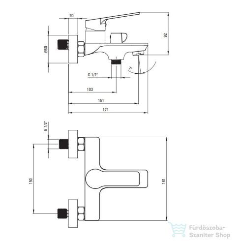 Deante LOCO kádtöltő csaptelep, króm BLC_010M