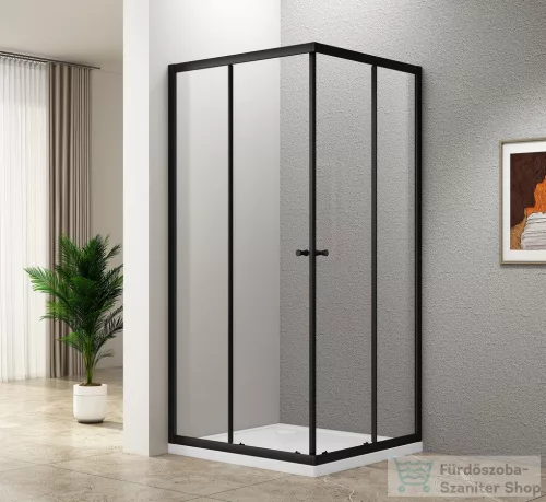 AQUALINE AGGA BLACK zuhanykabin, 800x800mm, matt fekete profil/transzparent üveg (BLF808)