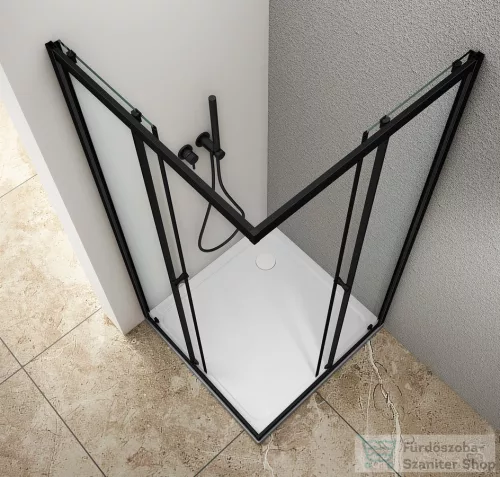 AQUALINE AGGA BLACK zuhanykabin, 800x800mm, matt fekete profil/transzparent üveg (BLF808)