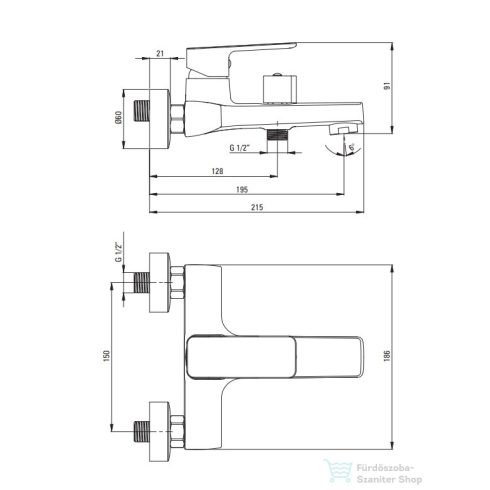 Deante NEO MARO kádtöltő csaptelep zuhanyszett nélkül, matt fekete BLO_N10M