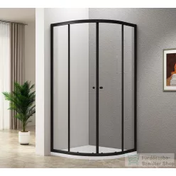   AQUALINE ARLETA BLACK íves zuhanykabin, 800x800mm, matt fekete profil/transzparent üveg (BLS800)