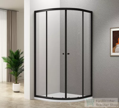 AQUALINE ARLETA BLACK íves zuhanykabin, 800x800mm, matt fekete profil/transzparent üveg (BLS800)