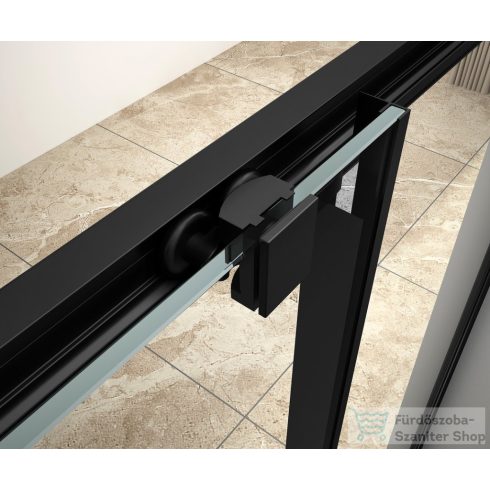 AQUALINE ARLETA BLACK íves zuhanykabin, 900x900mm, matt fekete profil/transzparent üveg (BLS900)