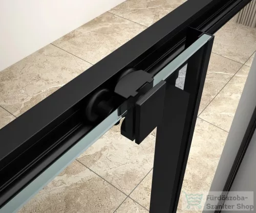 AQUALINE ARLETA BLACK íves zuhanykabin, 900x900mm, matt fekete profil/transzparent üveg (BLS900)