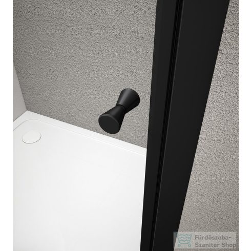 AQUALINE ARLETA BLACK íves zuhanykabin, 900x900mm, matt fekete profil/transzparent üveg (BLS900)