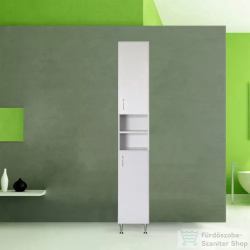 Leziter Bianca Plus 30 magas szekrény 2 ajtóval, nyitott, magasfényű fehér színben, univerzális BM302ANYMFFMFF