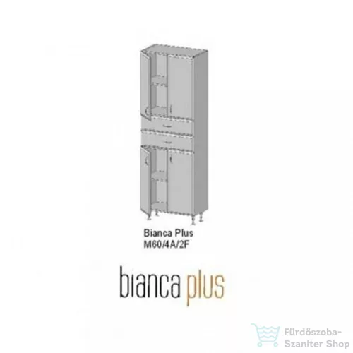 Leziter Bianca Plus 60 magas szekrény 4 ajtóval, 2 fiókkal, sonoma tölgy színben BM604A2FSTST