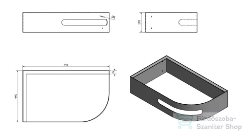 Sapho PULSE mosdótartó konzol, balos, matt fekete (BM752-CL)