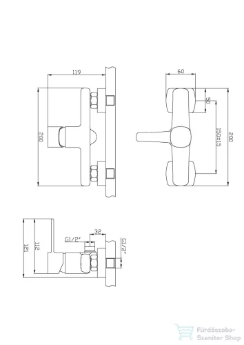 Invena GLAMOUR zuhany csaptelep,arany BN-02-009-V
