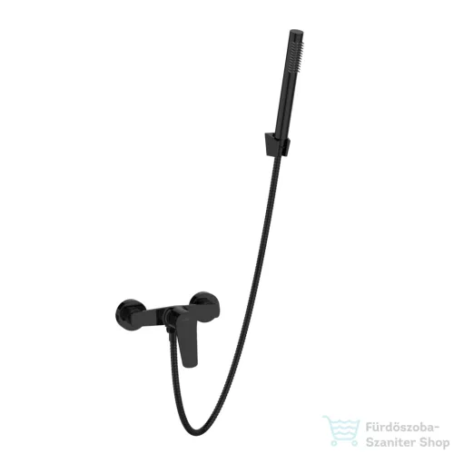 Invena ALONIA zuhany csaptelep, zuhanyszettel, PVD fényes fekete BN-70-004-V