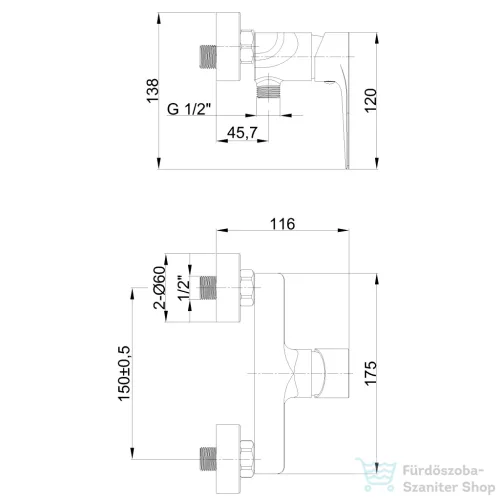 Invena PINIOS zuhany csaptelep, zuhanyszett nélkül, króm BN-92-001-X