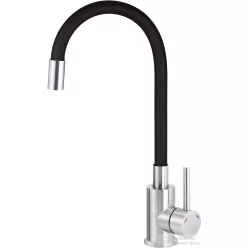   Deante NEO LUNO mosogató csaptelep, flexibilis, fekete-acél BOC_B720