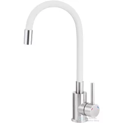   Deante NEO LUNO mosogató csaptelep, flexibilis, fehér-acél BOC_W720