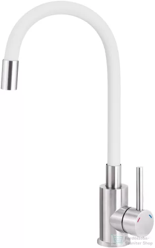 Deante NEO LUNO mosogató csaptelep, flexibilis, fehér-acél BOC_W720