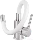 Deante NEO LUNO mosogató csaptelep, flexibilis, fehér-acél BOC_W720