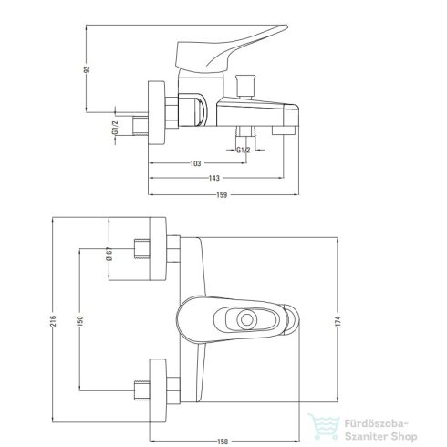 Deante VERO kádtöltő csaptelep,fali, króm BOW_010M