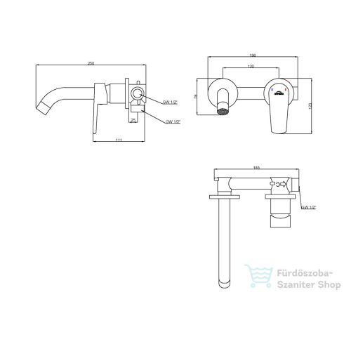 Invena MIDNIGHT falsík alatti mosdó csaptelep 21 cm-es kifolyóval,leeresztő nélkül,fekete/rózsa arany BP-35-U14-V
