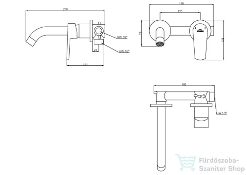Invena MIDNIGHT falsík alatti mosdó csaptelep 21 cm-es kifolyóval,leeresztő nélkül,fekete/rózsa arany BP-35-U14-V