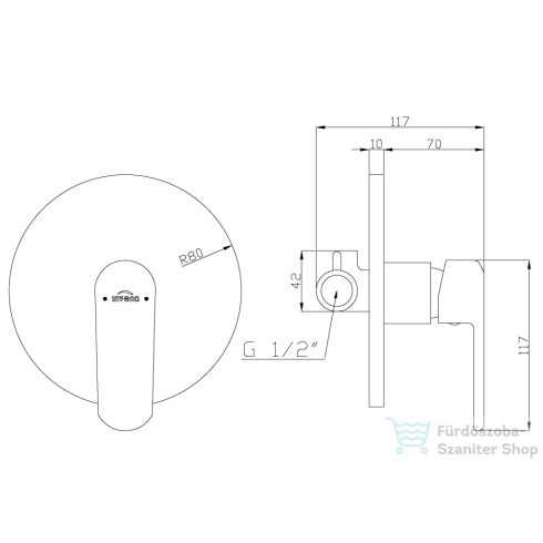 Invena SIROS falsík alatti kád/zuhany csaptelep belső egységgel,matt fekete BP-90-4O1-A