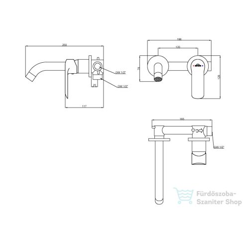 Invena SIROS falsík alatti mosdó csaptelep 20 cm-es kifolyóval,leeresztő nélkül,króm BP-90-U01-A