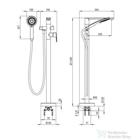Deante ARNIKA szabadonálló kádtöltő csaptelep, titanium BQA_D17M