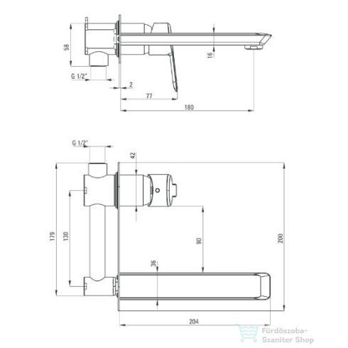 Deante Arnika fali mosdó csaptelep, leeresztő nélkül, szálcsiszolt arany BQA_R54L