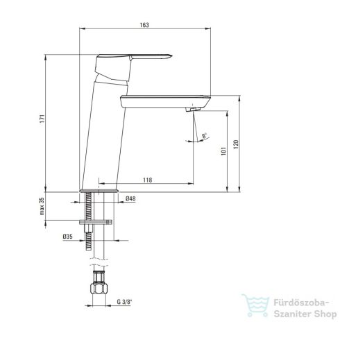 Deante ARNIKA egykaros mosdó csaptelep leeresztő nélkül, arany BQA_Z20M