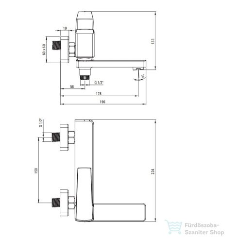 Deante BLUR kádtöltő csaptelep, zuhanyszett nélkül, króm BQL_012M