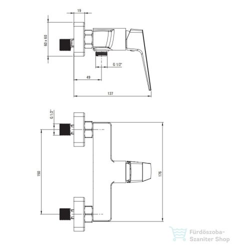 Deante BLUR zuhany csaptelep, zuhanyszett nélkül, nero BQL_N40M