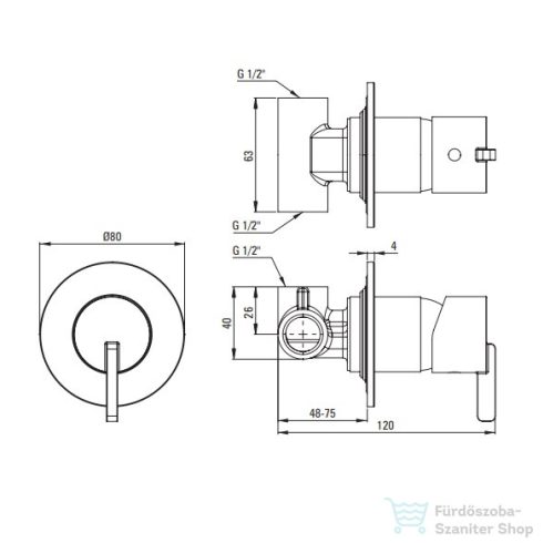 Deante SILIA falsík alatti egykaros zuhany csaptelep, króm, BQS_044L