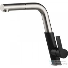   Deante Silia mosogató csaptelep kihúzható kifolyóval, szálcsiszolt acél / matt fekete BQS B730