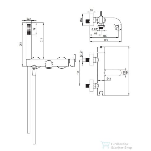 Deante SILIA kádtöltő csaptelep, zuhanyszettel, szálcsiszolt bronz BQS_C11M