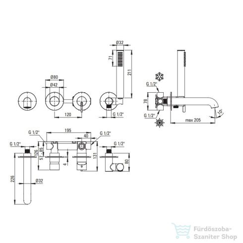 Deante SILIA falsík alatti kádtöltő csaptelep 4-lyukas, szálcsiszolt bronz BQS_C18P