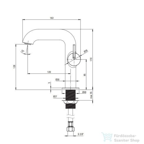 Deante SILIA mosdó csaptelep, szögletes kifolyócsővel, szálcsiszolt bronz BQS_C24M