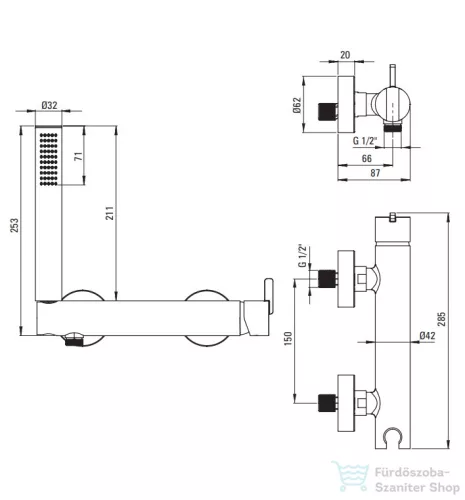 Deante SILIA zuhany csaptelep zuhanyszettel, titanium BQS_D41M