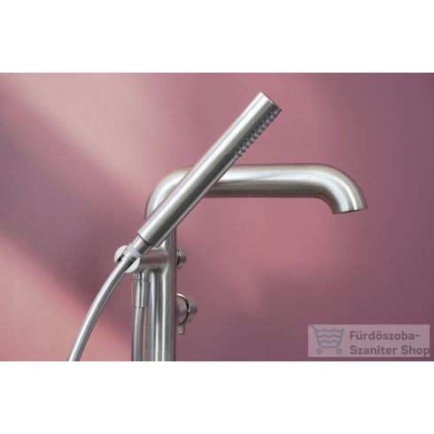 Deante SILIA szabadonálló kádöltő csaptelep,zuhanyszettel, szálcsiszolt acél BQS_F17M